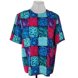 Vintage Kathy Che Multicolor‎ Geometric Blouse Women's Medium